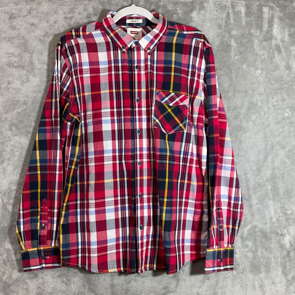 Levi's standard fit Plaid Long Sleeve Western Button Shirt men’s size M Rodeo